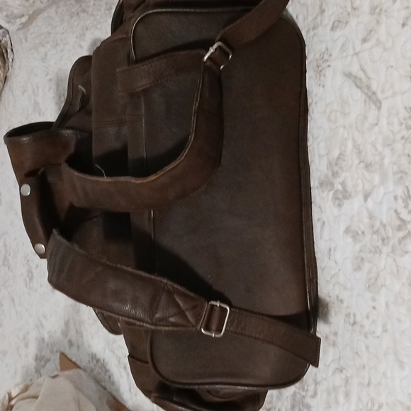 Unisex Brown leather Backpack lined - Picture 5 of 12